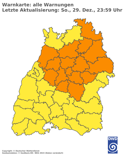 Aktuelle Wetterwarnungen für  Ludwigsburg