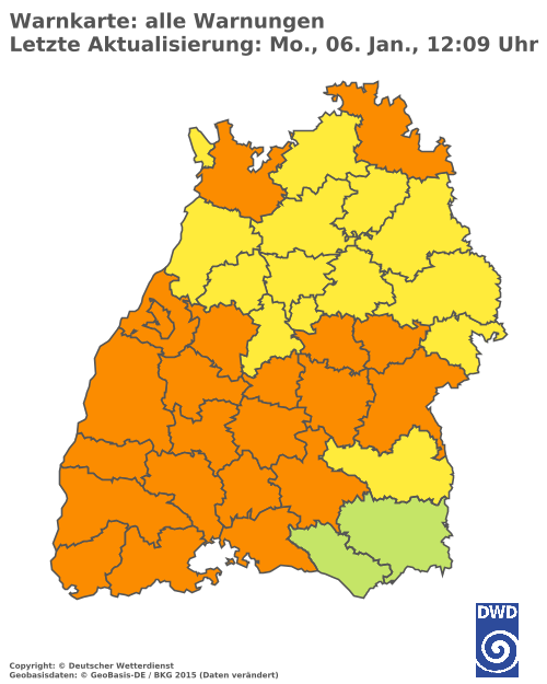 Aktuelle Wetterwarnungen für  Ludwigsburg