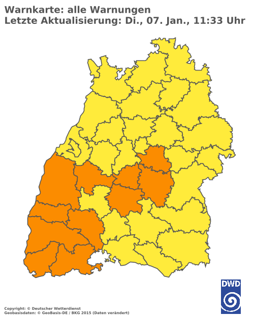 Aktuelle Wetterwarnungen für  Ludwigsburg