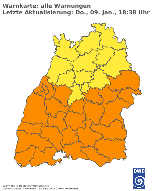 Aktuelle Wetterwarnungen für  Ludwigsburg