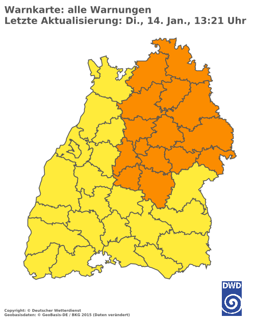 Aktuelle Wetterwarnungen für  Ludwigsburg