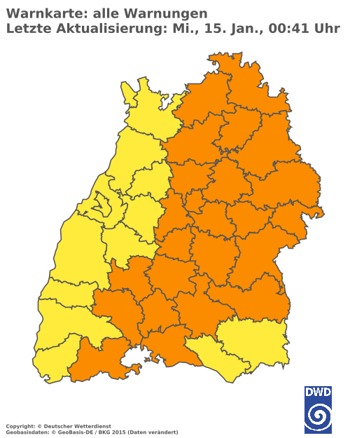 Aktuelle Wetterwarnungen für  Ludwigsburg