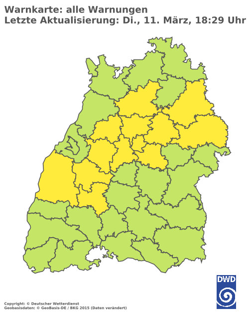 Aktuelle Wetterwarnungen für  Ludwigsburg