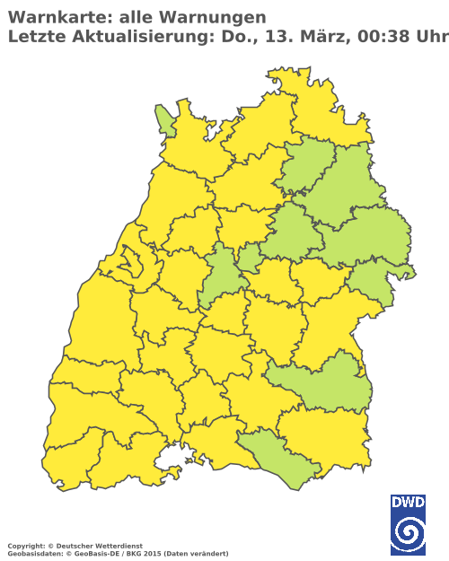 Aktuelle Wetterwarnungen für  Ludwigsburg