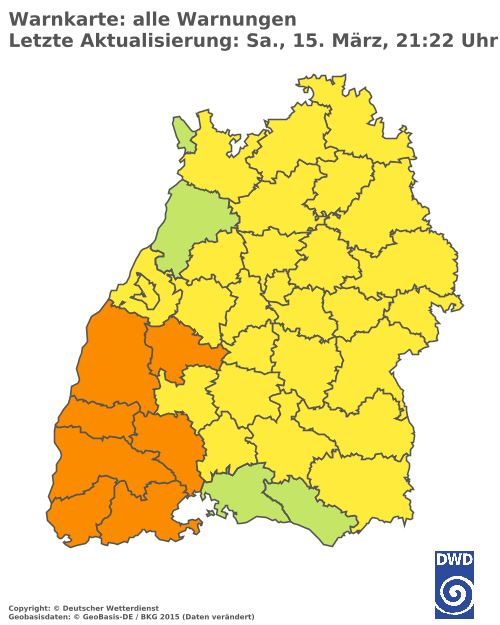 Aktuelle Wetterwarnungen für  Ludwigsburg