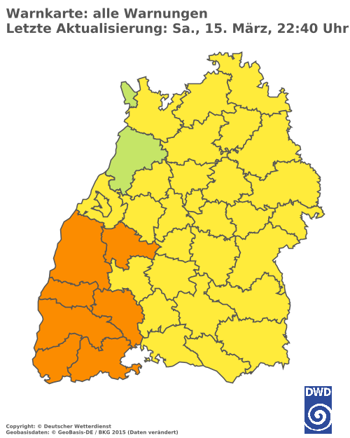 Aktuelle Wetterwarnungen für  Ludwigsburg