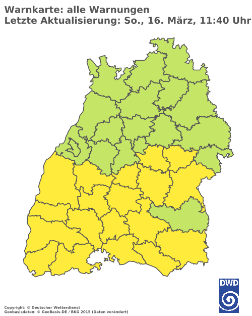 Aktuelle Wetterwarnungen für  Ludwigsburg