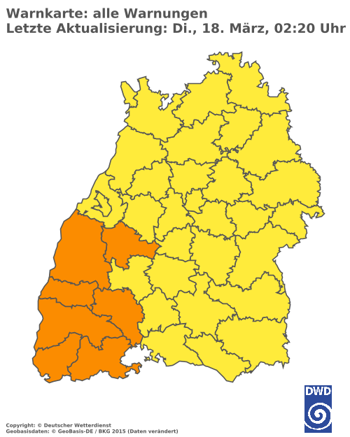 Aktuelle Wetterwarnungen für  Ludwigsburg