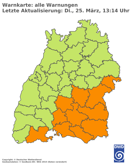 Aktuelle Wetterwarnungen für  Ludwigsburg