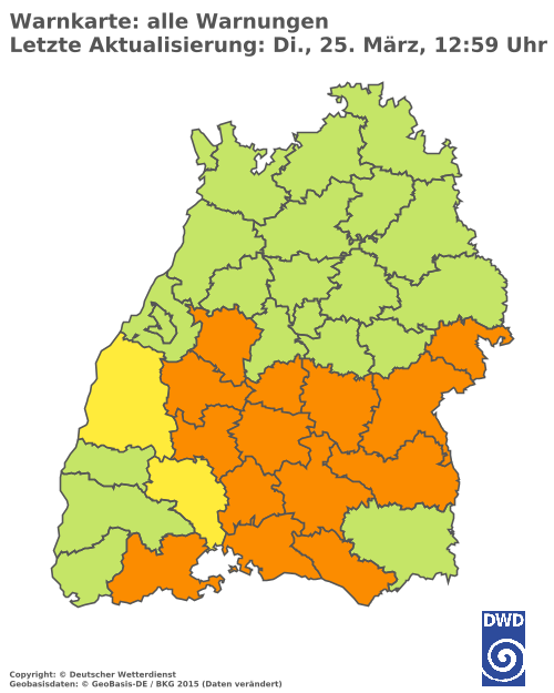 Aktuelle Wetterwarnungen für  Ludwigsburg