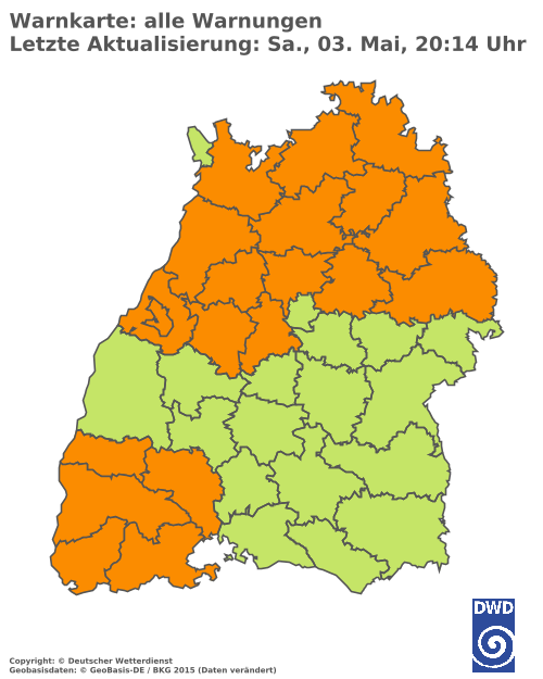 Aktuelle Wetterwarnungen für  Ludwigsburg