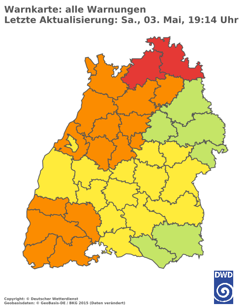 Aktuelle Wetterwarnungen für  Ludwigsburg