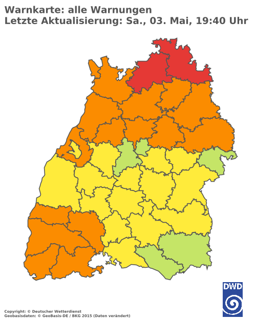 Aktuelle Wetterwarnungen für  Ludwigsburg