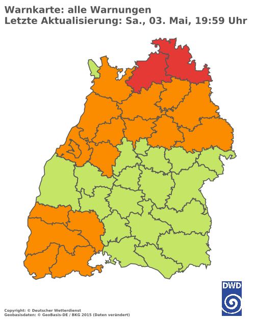 Aktuelle Wetterwarnungen für  Ludwigsburg
