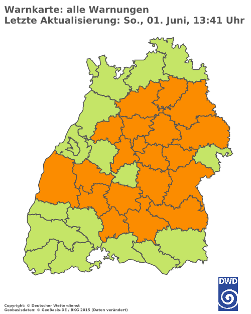 Aktuelle Wetterwarnungen für  Ludwigsburg