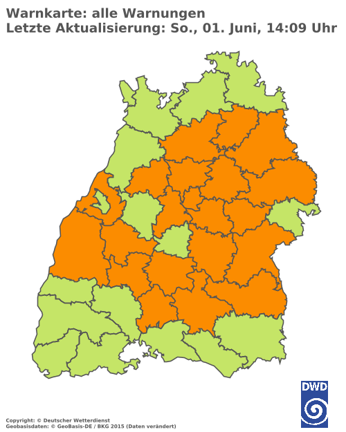 Aktuelle Wetterwarnungen für  Ludwigsburg