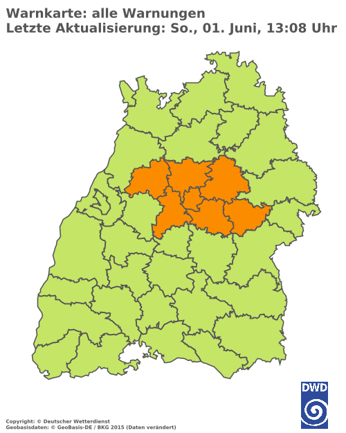 Aktuelle Wetterwarnungen für  Ludwigsburg