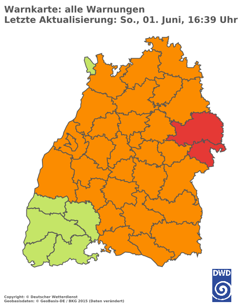 Aktuelle Wetterwarnungen für  Ludwigsburg