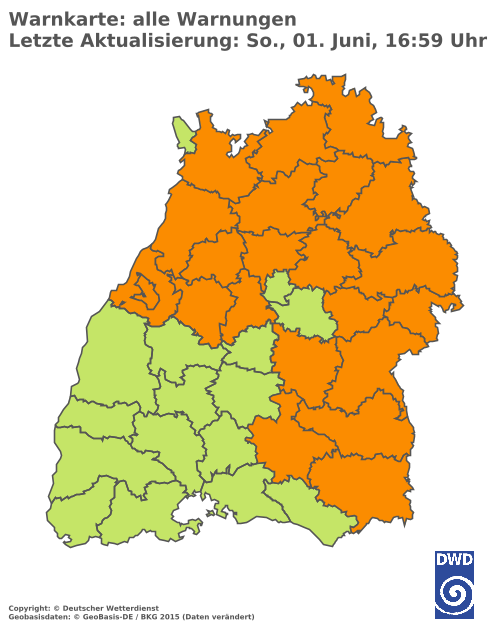 Aktuelle Wetterwarnungen für  Ludwigsburg