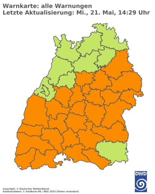 Aktuelle Wetterwarnungen für  Ludwigsburg