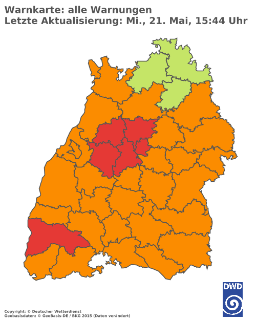 Aktuelle Wetterwarnungen für  Ludwigsburg