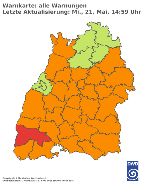 Aktuelle Wetterwarnungen für  Ludwigsburg