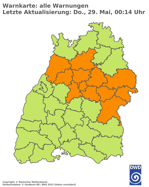Aktuelle Wetterwarnungen für  Ludwigsburg