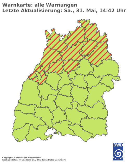 Aktuelle Wetterwarnungen für  Ludwigsburg