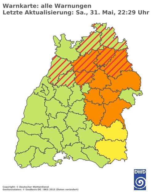 Aktuelle Wetterwarnungen für  Ludwigsburg