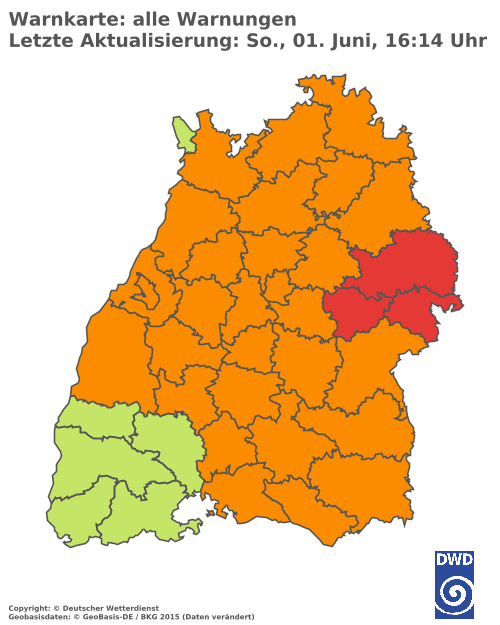 Aktuelle Wetterwarnungen für  Ludwigsburg