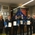 Beförderung Oberfeuerwehrmann
v.l.n.r. Bürgermeisterin Rebecca Schwaderer, Marc Giebler, Maurice Motz, Kevin Protzmann, Kommandant Markus Giek